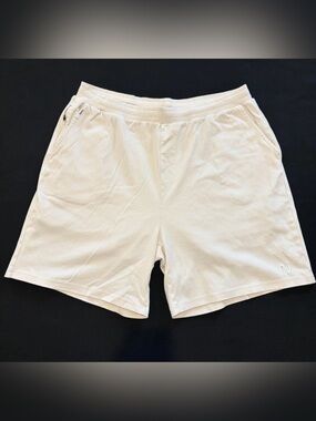 Nero Athletic Shorts Mens XL White Lined Drawstring Zip Pockets Merino 7"